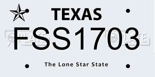FSS1703 Texas License Plate