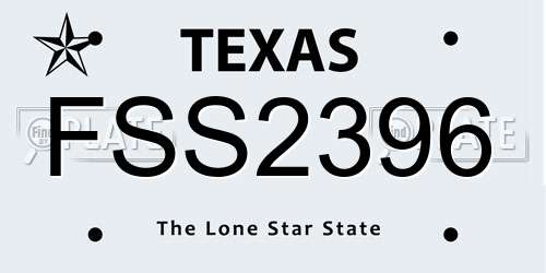 FSS2396 Texas License Plate