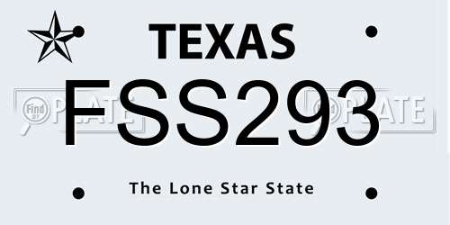 FSS293 Texas License Plate