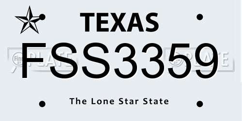 FSS3359 Texas License Plate