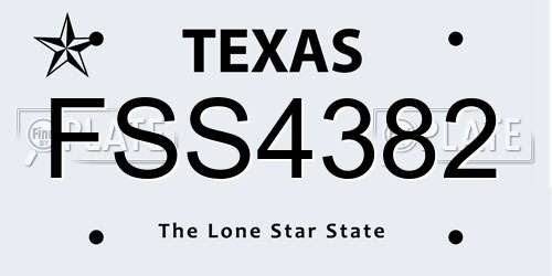 FSS4382 Texas License Plate