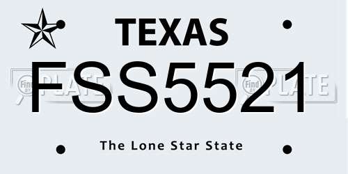 FSS5521 Texas License Plate
