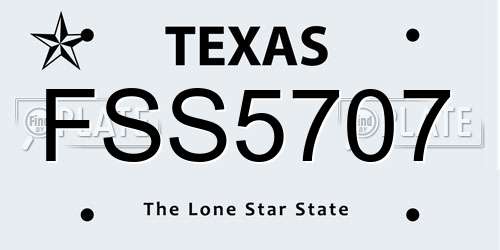 FSS5707 Texas License Plate