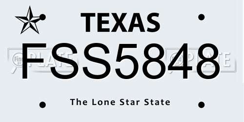 FSS5848 Texas License Plate