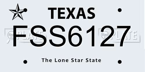 FSS6127 Texas License Plate