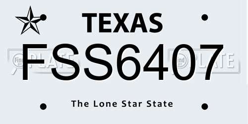 FSS6407 Texas License Plate
