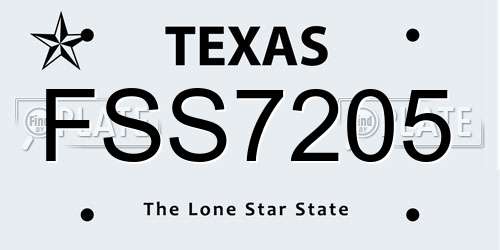 FSS7205 Texas License Plate
