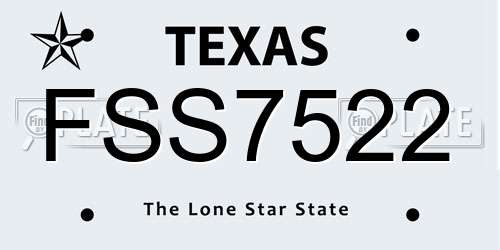 FSS7522 Texas License Plate