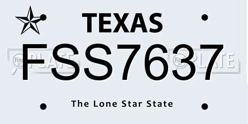 FSS7637 Texas License Plate