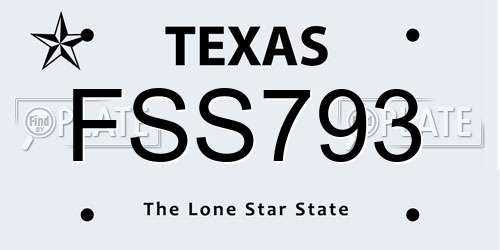 FSS793 Texas License Plate