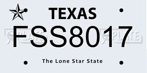 FSS8017 Texas License Plate