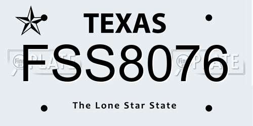 FSS8076 Texas License Plate