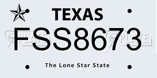 FSS8673 Texas License Plate