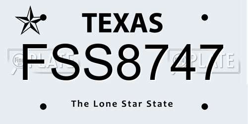 FSS8747 Texas License Plate