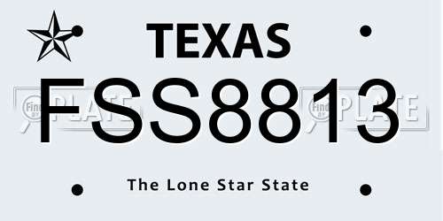 FSS8813 Texas License Plate