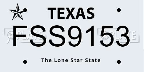FSS9153 Texas License Plate