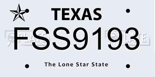 FSS9193 Texas License Plate