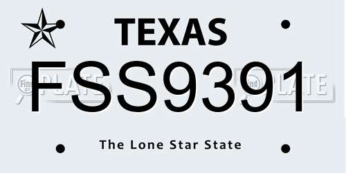 FSS9391 Texas License Plate