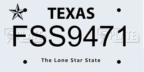 FSS9471 Texas License Plate