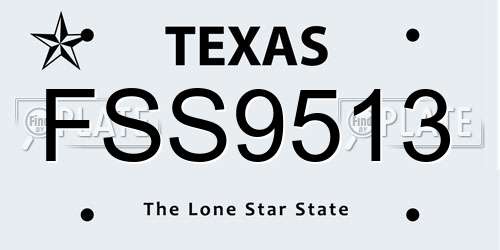 FSS9513 Texas License Plate