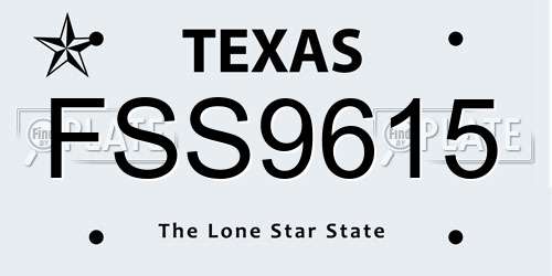 FSS9615 Texas License Plate