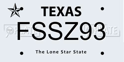 FSSZ93 Texas License Plate