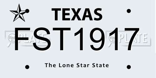 FST1917 Texas License Plate