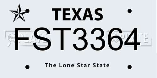 FST3364 Texas License Plate