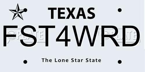 FST4WRD Texas License Plate