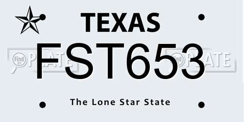 FST653 Texas License Plate