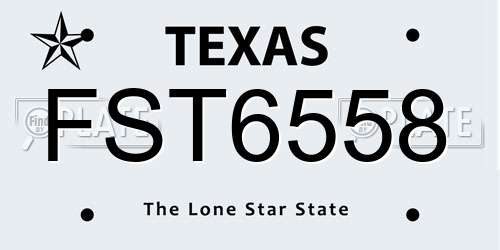 FST6558 Texas License Plate