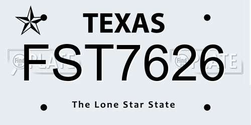 FST7626 Texas License Plate