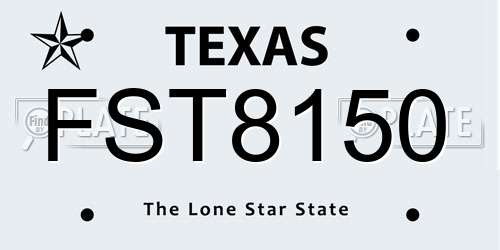 FST8150 Texas License Plate