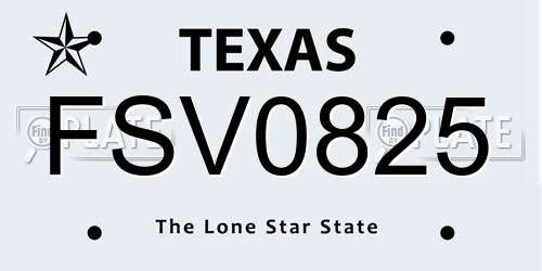 FSV0825 Texas License Plate