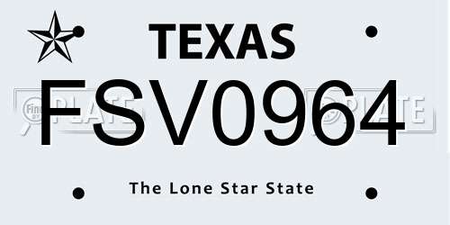 FSV0964 Texas License Plate
