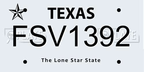 FSV1392 Texas License Plate