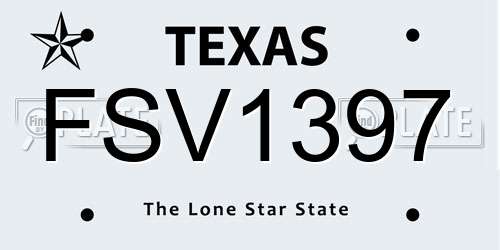FSV1397 Texas License Plate