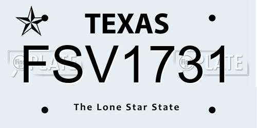 FSV1731 Texas License Plate