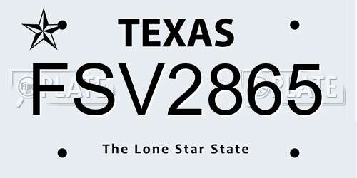FSV2865 Texas License Plate