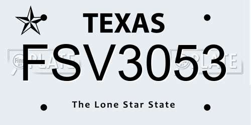 FSV3053 Texas License Plate
