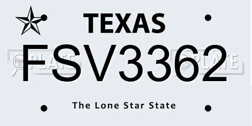 FSV3362 Texas License Plate