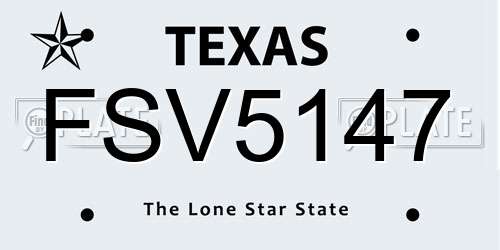 FSV5147 Texas License Plate