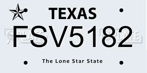 FSV5182 Texas License Plate