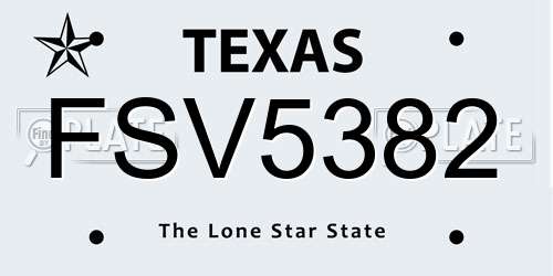 FSV5382 Texas License Plate