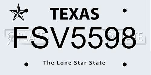 FSV5598 Texas License Plate