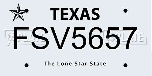 FSV5657 Texas License Plate