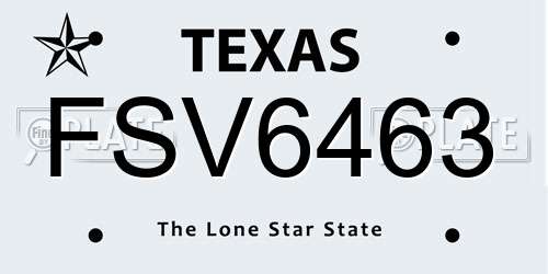 FSV6463 Texas License Plate