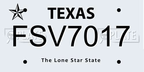 FSV7017 Texas License Plate