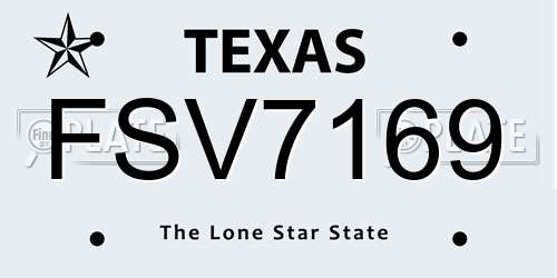 FSV7169 Texas License Plate