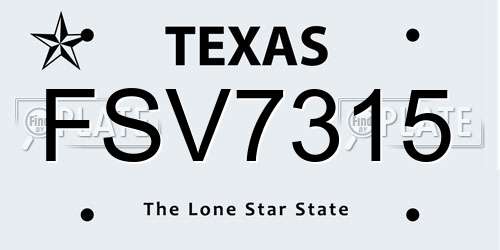 FSV7315 Texas License Plate